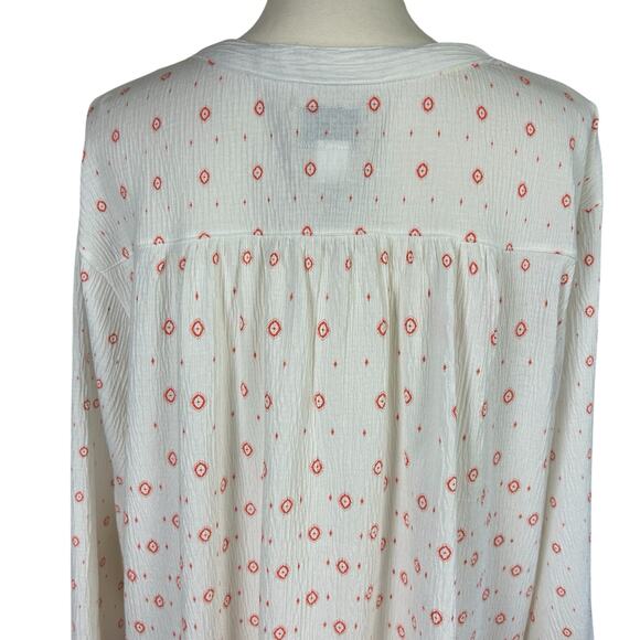 Blue Mountain Tunic Women Size 2X White Pink Gauzy Crinkled Geometric Casual Top - Picture 6 of 11
